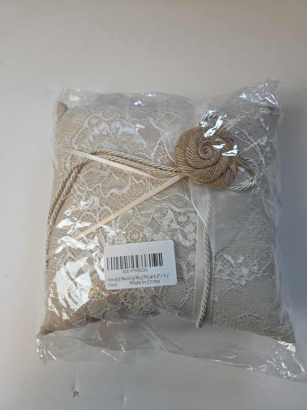 NEW Rimobul Wedding Ring Bearer Rustic Boho Pillow Ivory Floral Lace 8.2" X 8.2"